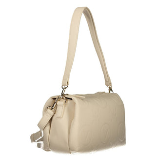 Beige Polyurethane Women Bag