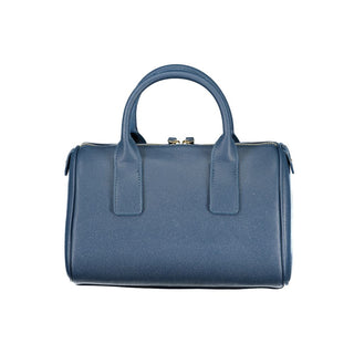Blue Polyurethane Women's Bag