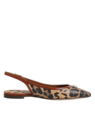 Braune Leopard Slingback-Flats Sandalen Schuhe