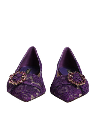 Zapatos planos morados Taormina con encaje y cristales