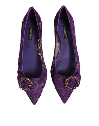 Zapatos planos morados Taormina con encaje y cristales