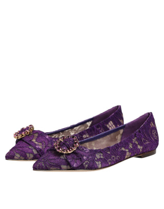 Zapatos planos morados Taormina con encaje y cristales