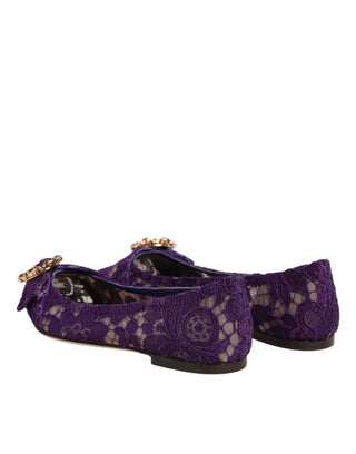 Zapatos planos morados Taormina con encaje y cristales