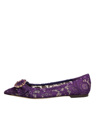 Zapatos planos morados Taormina con encaje y cristales