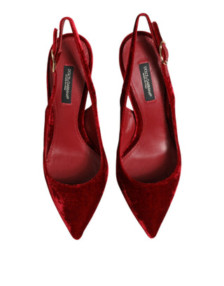Rote Wildleder High Heels Slingback Sandalen Schuhe