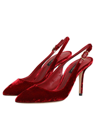 Rote Wildleder High Heels Slingback Sandalen Schuhe