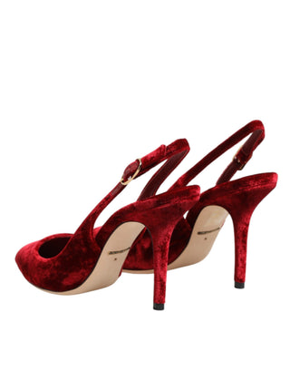 Rote Wildleder High Heels Slingback Sandalen Schuhe