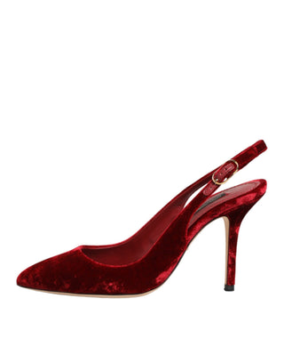 Rote Wildleder High Heels Slingback Sandalen Schuhe