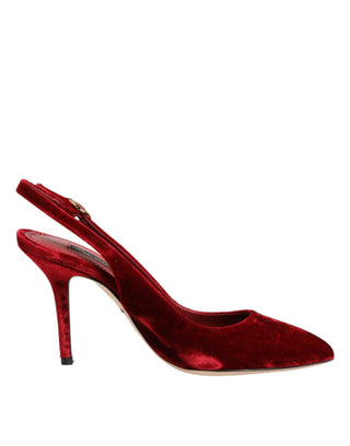 Rote Wildleder High Heels Slingback Sandalen Schuhe