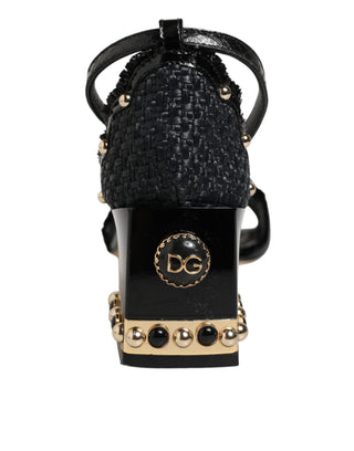 Black Studded Ankle Strap Sandals Shoes