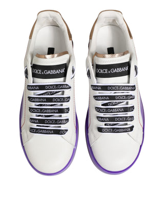 Weiße Lila Leder Low Top Sneaker Schuhe