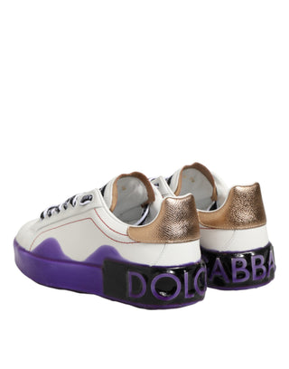 Weiße Lila Leder Low Top Sneaker Schuhe