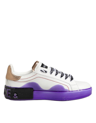 Weiße Lila Leder Low Top Sneaker Schuhe