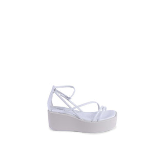 Sandalias de plataforma de cuero blanco