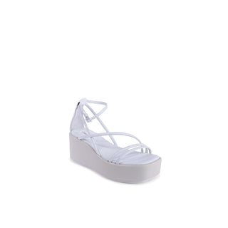 Sandalias de plataforma de cuero blanco