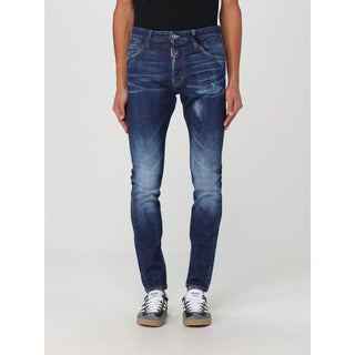 Jeans ajustados de algodón azul