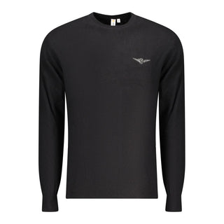Schwarzer Baumwollpullover für Herren