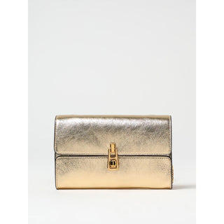 Bolso de hombro de cuero dorado