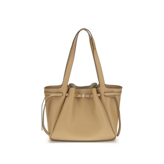 Beige Leather Shoulder Bag
