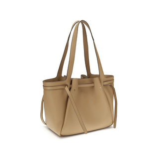 Beige Leder-Schultertasche