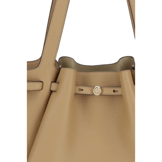 Beige Leder-Schultertasche