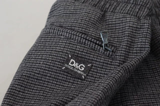 Gray Striped Wool Skinny Trouser Pants