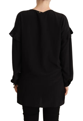 Mehrfarbiger Langarm-Rundhals-Pullover