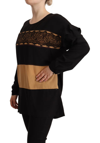 Mehrfarbiger Langarm-Rundhals-Pullover