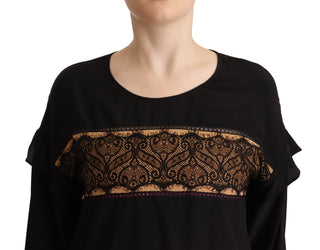 Mehrfarbiger Langarm-Rundhals-Pullover