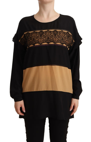 Mehrfarbiger Langarm-Rundhals-Pullover