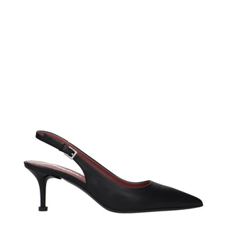 Black Leather Platform Pumps