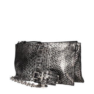Graue Lederhandtasche