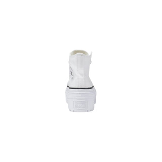 White Fabric Chunky Sneakers