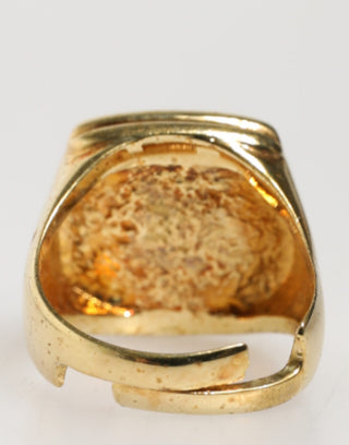 Gold-Tone Real Brass Black Enamel "J" Adjustable Rings