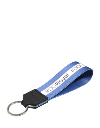 Llavero porta llaves de PVC poliéster blanco con logo azul