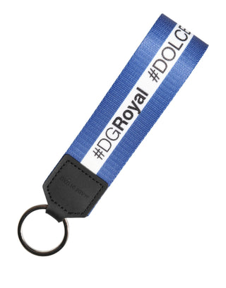 Llavero porta llaves de PVC poliéster blanco con logo azul