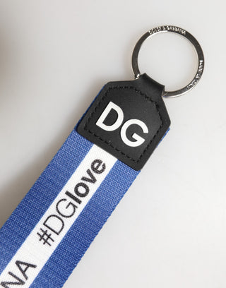 Llavero porta llaves de PVC poliéster blanco con logo azul