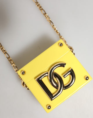 Gelbes DG Logo Plakette Cover Goldkette AirPods Hülle