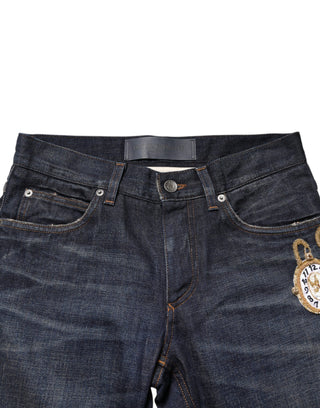 Dunkelblaue Uhr GOLD Herren Skinny Jeans