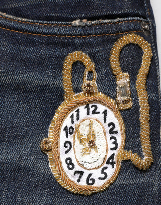 Dunkelblaue Uhr GOLD Herren Skinny Jeans