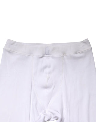 White Cotton Mid Waist Tights Leggings Pants