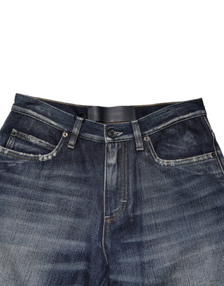Bermudas de mezclilla desgastada azul de algodón
