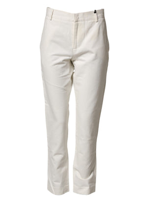 Weiße gerade Chino-Hose aus Baumwolle