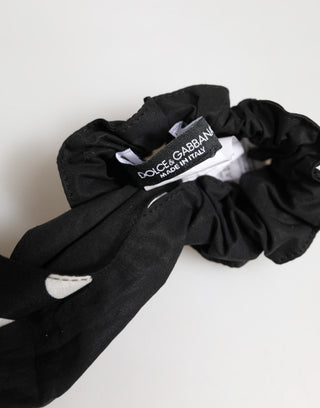 Black Cotton Polka Dot Scarf Tie Accessory Hair Scrunchie
