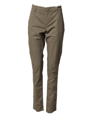 Beige Baumwolle Stretch Gerade Chino Herrenhose