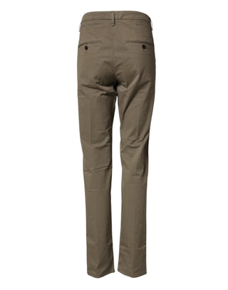 Pantalones chinos rectos de algodón beige con elasticidad para hombre