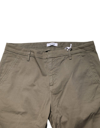 Pantalones chinos rectos de algodón beige con elasticidad para hombre