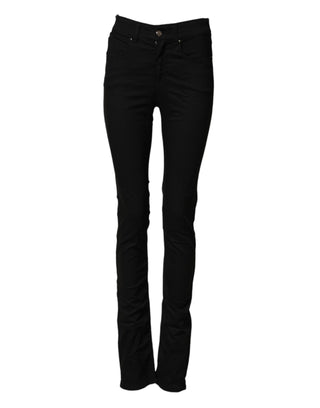 Schwarze Mid-Waist Stretch-Skinny-Jeans aus Baumwolle