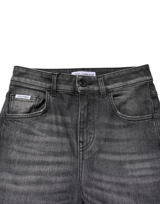Gray High Waist Cotton Skinny Denim Jeans
