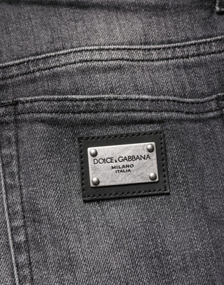 Gray High Waist Cotton Skinny Denim Jeans